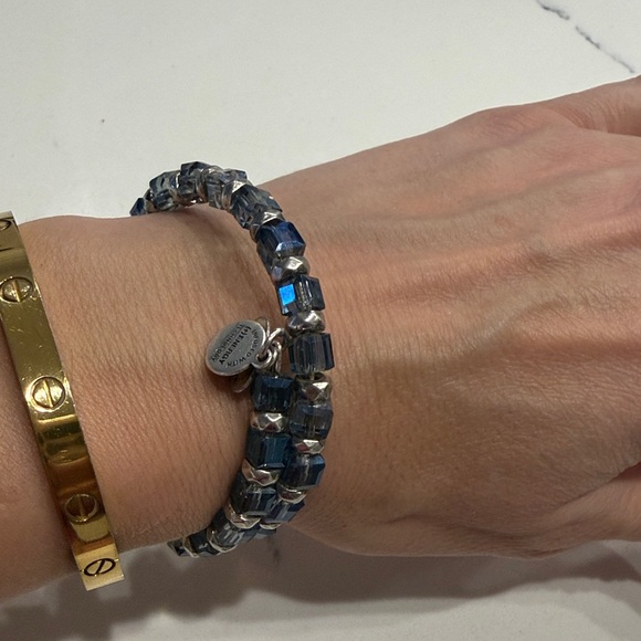Alex and Ani Blue and Silver Beaded Wrap Bracelet - Picture 6 of 6